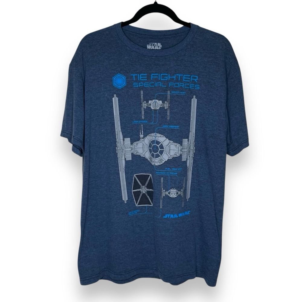 Star Wars Heather Blue Tie Fighter Special Forces Short Sleeve T Shirt Large